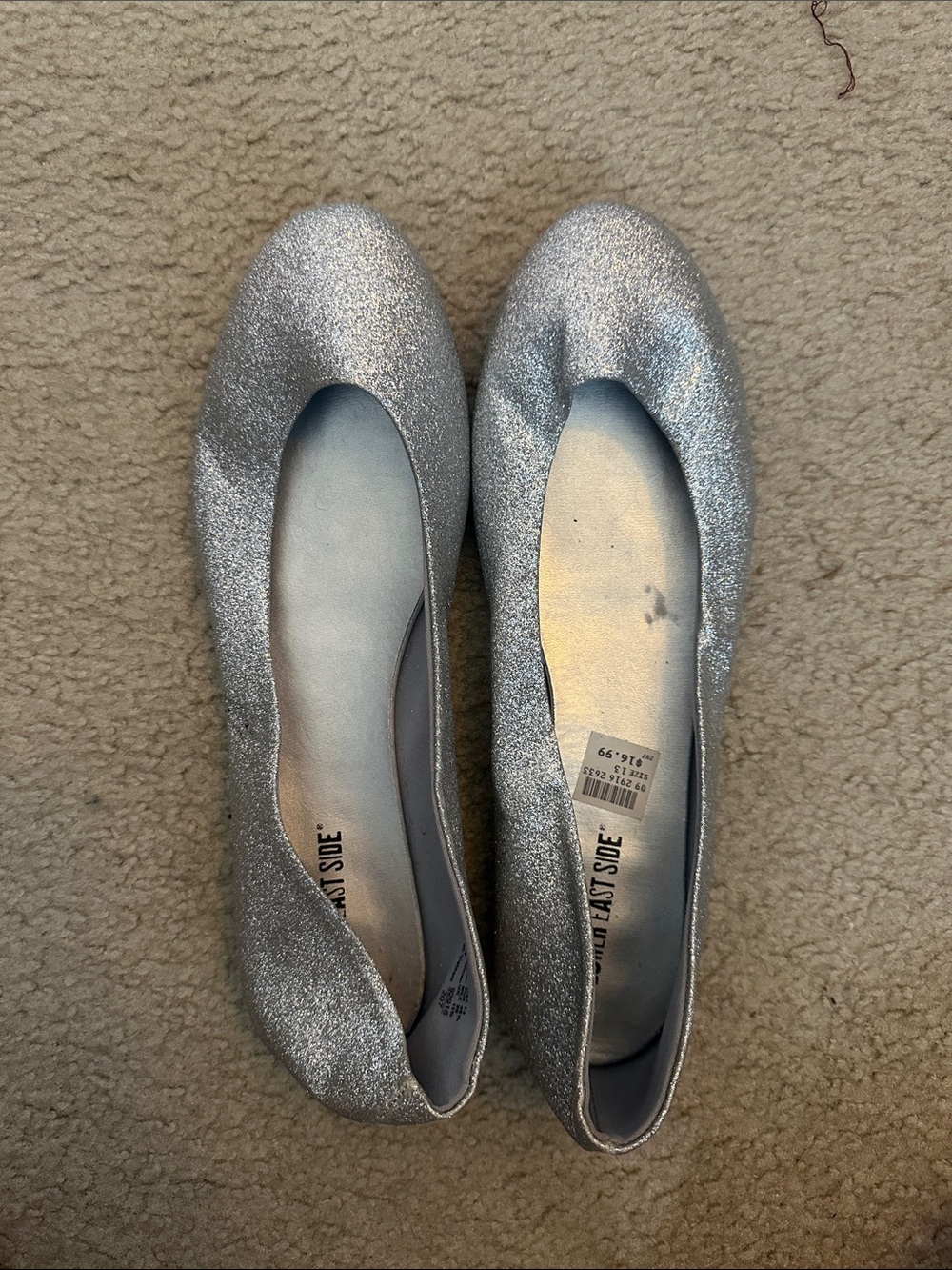 LOWER EAST SIDE Silver Glitter Ballet Flats